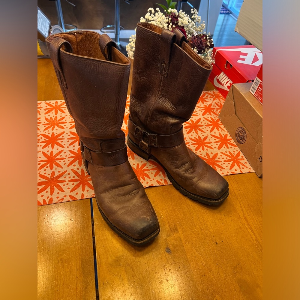 Frye 12 R Brown Leather Harness Boots US Men’s size 11.5. Gently used with box.